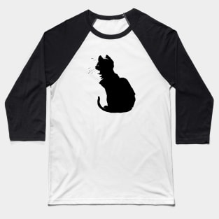 Minimalistic Black Cat Silhouette Vector Art Baseball T-Shirt
